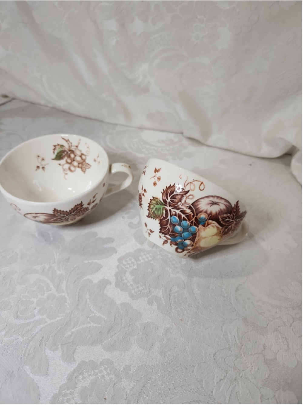 VTG Nasco Fruit Festival Teacups Japan Set of 2 Mid-Century Ceramic Cups, MINT